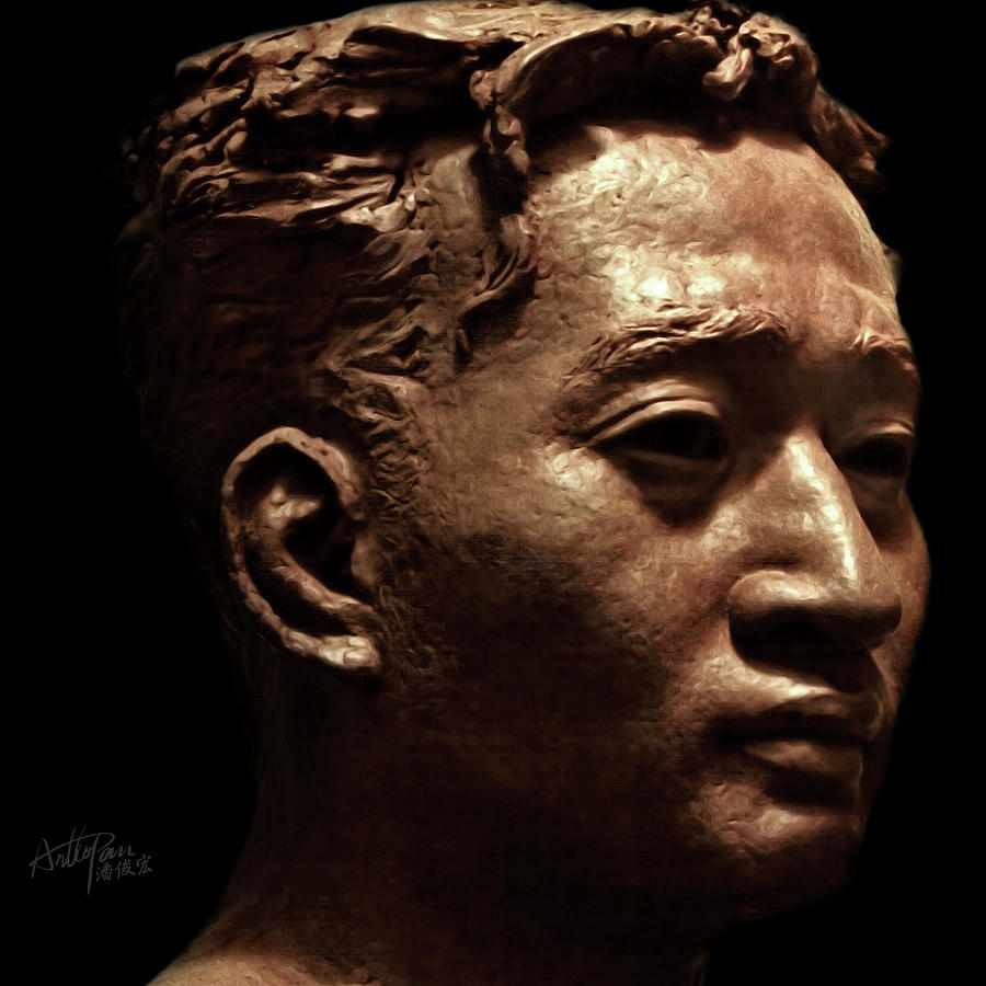 young mans head statue-part-ArtToPan carving- character realistic clay sculpture Sculpture by Artto Pan