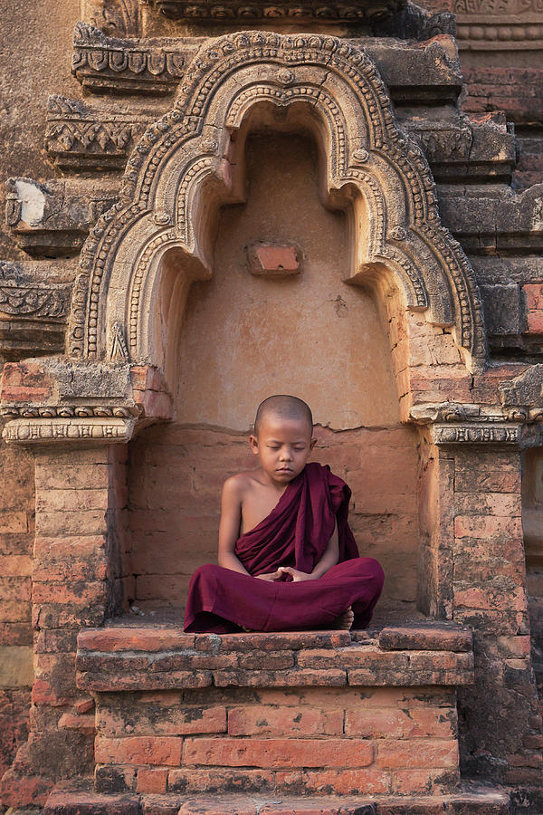 Young Monk at the Ananda Temple Photograph by Lindley Johnson