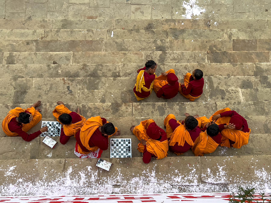 Young Monks In Chess Game India Photograph by Ilana Lam