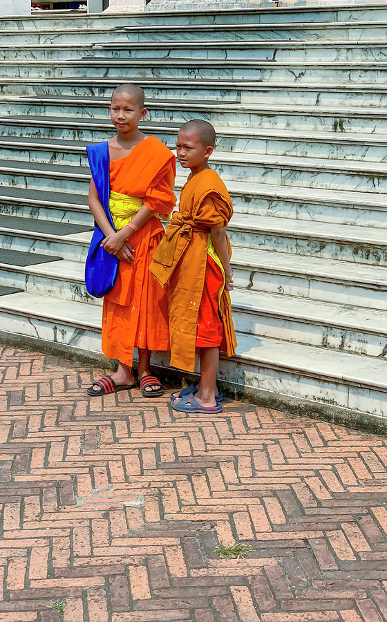 Young monks in Luang Prabang Laos Photograph by Karen Foley