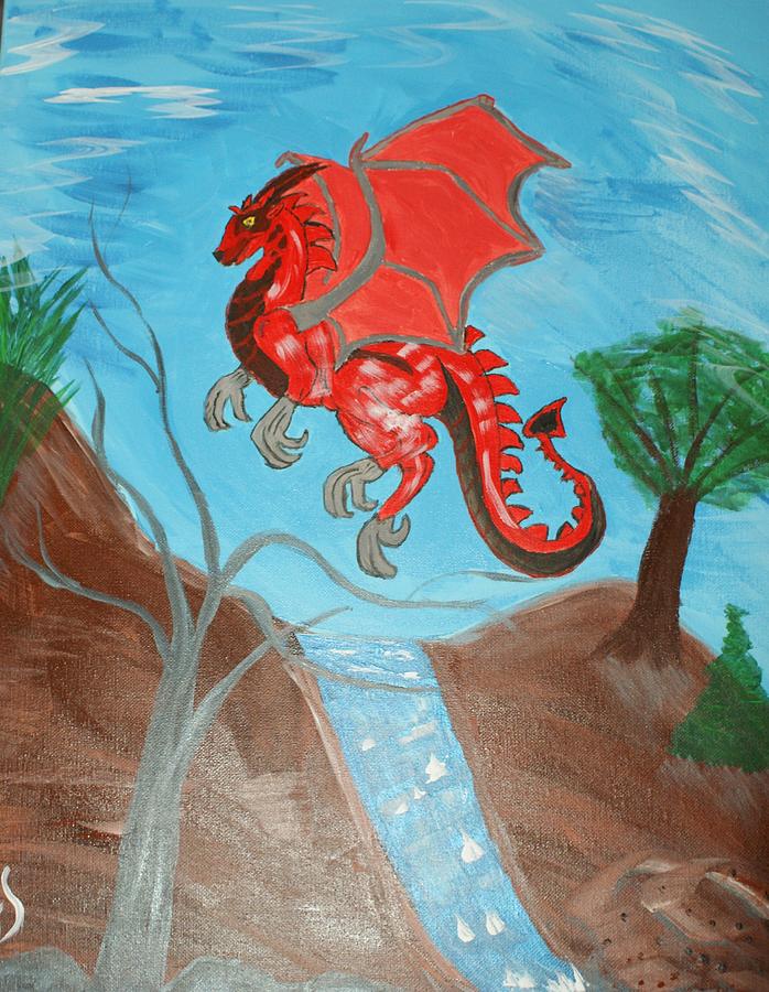 Young Red Dragon Painting by Yvonne Sewell