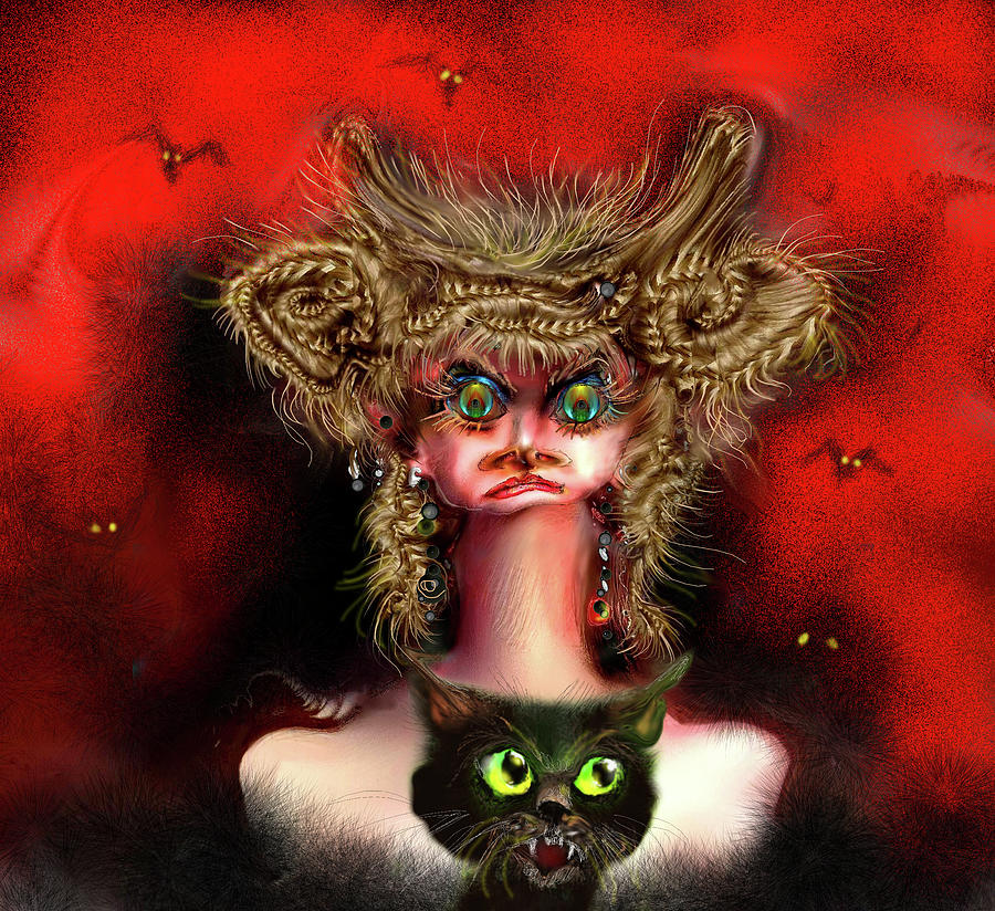 Bat Digital Art - Young Witch by Natalia Rudzina