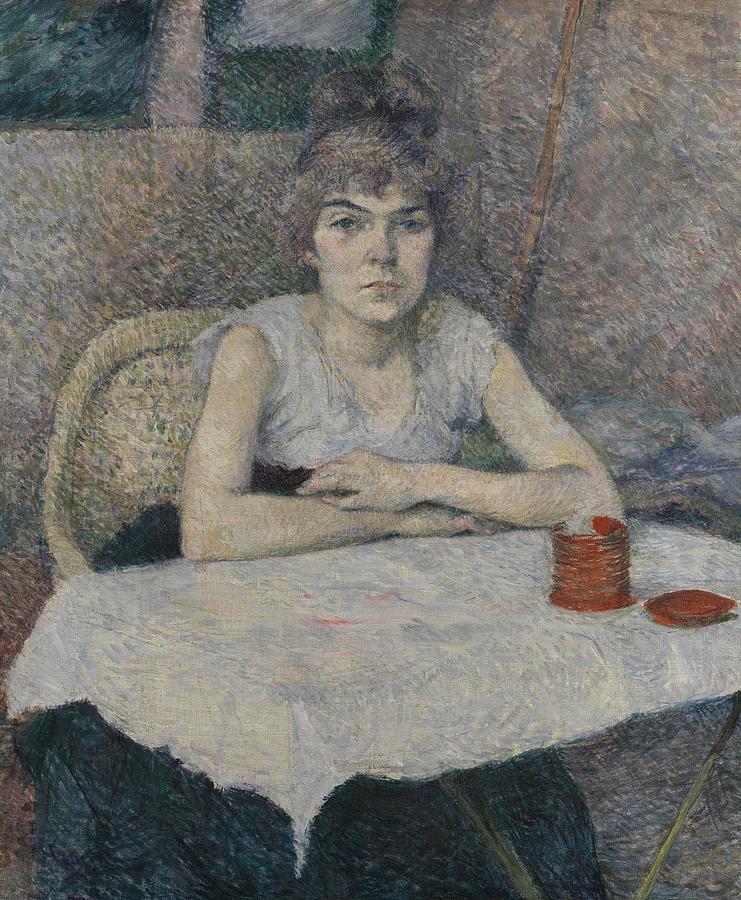 Young Woman at a Table, Poudre de riz. Painting by Henri Toulouse-Lautrec