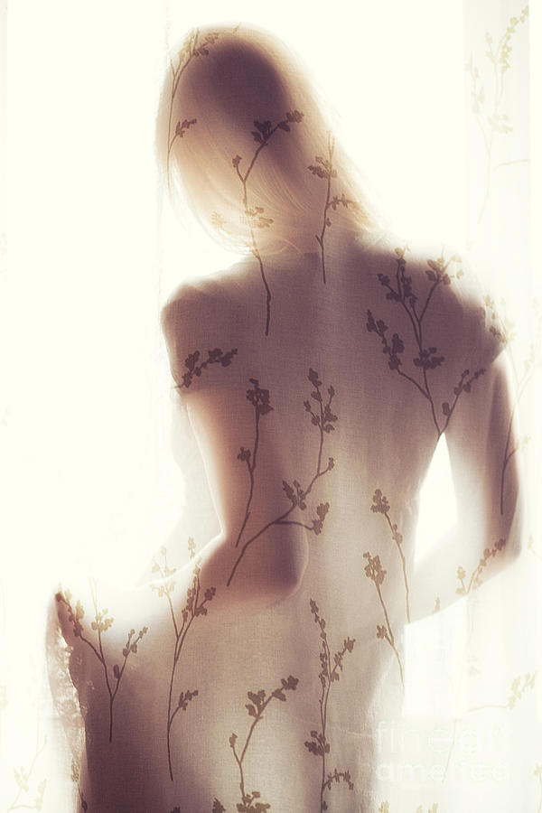 Young Woman Behind Curtain Photograph by Yankı Sivrikoz