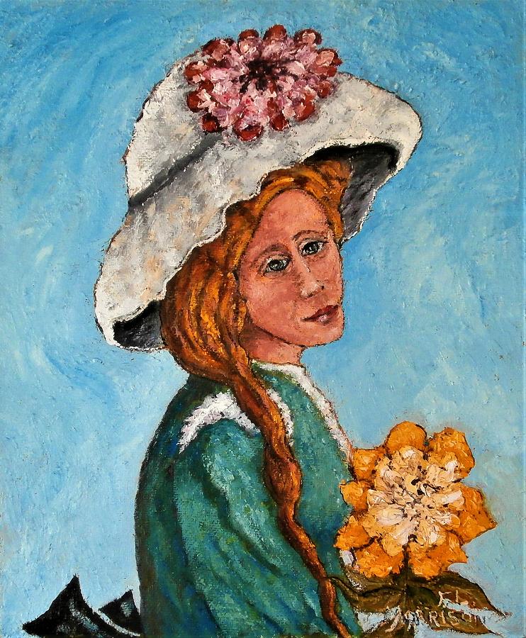 Young Woman holding Flower Painting by Frank Morrison
