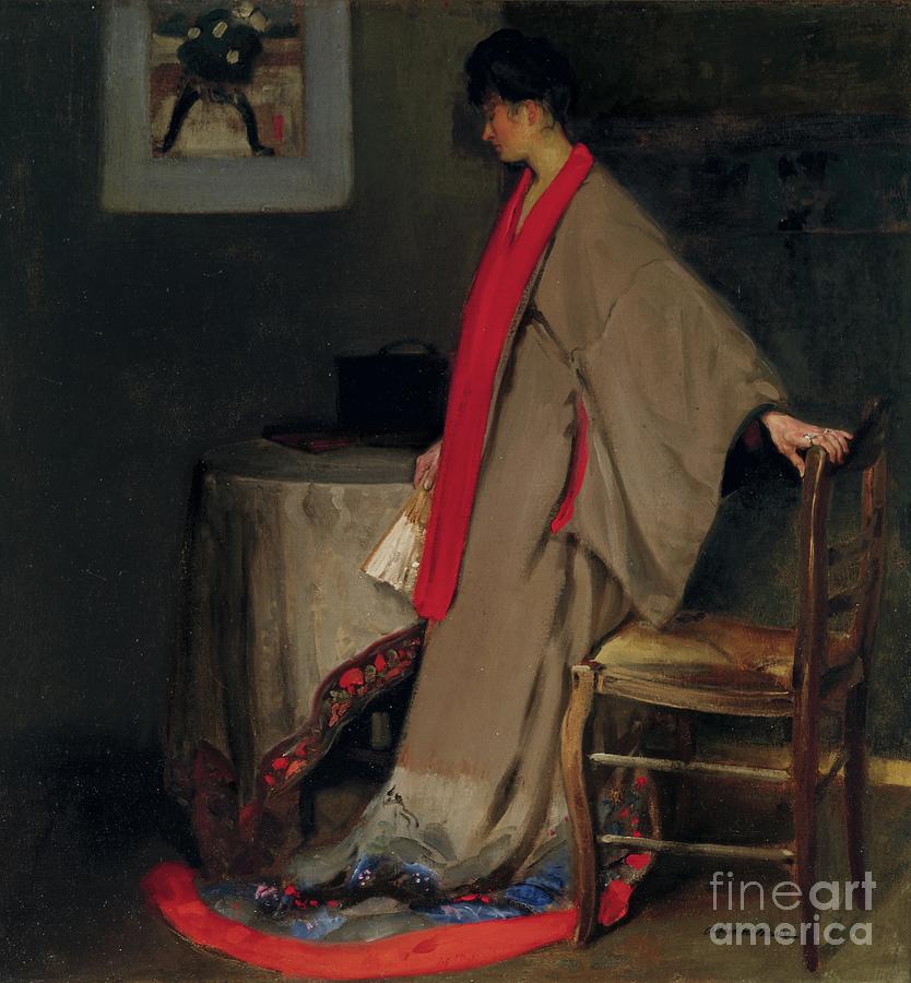 Young Woman In Kimono, C.1901 (oil On Canvas) Painting by Alfred Henry Maurer