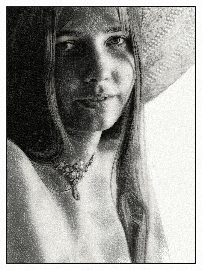 Young Woman in Straw Hat Digital Art by Scott Kingery