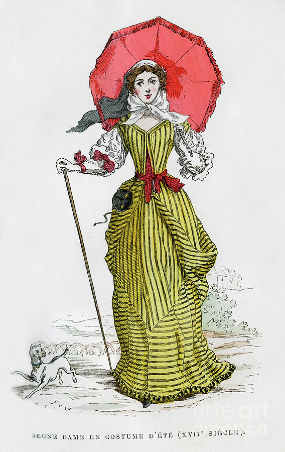 Young Woman In Summer Fashion, 17th Drawing by Print Collector