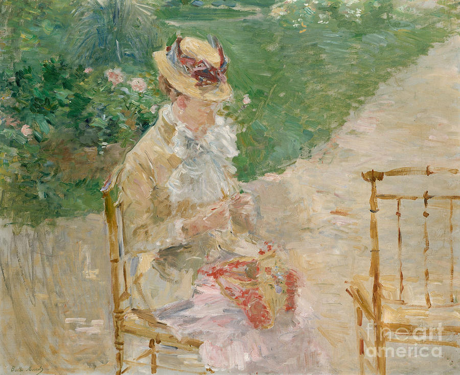 Berthe Morisot Painting - Young Woman Knitting, circa 1883 by Berthe Morisot