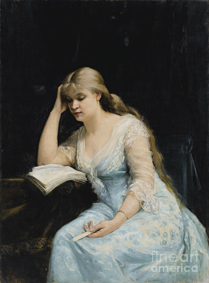 Young Woman Reading. Artist Drawing by Heritage Images