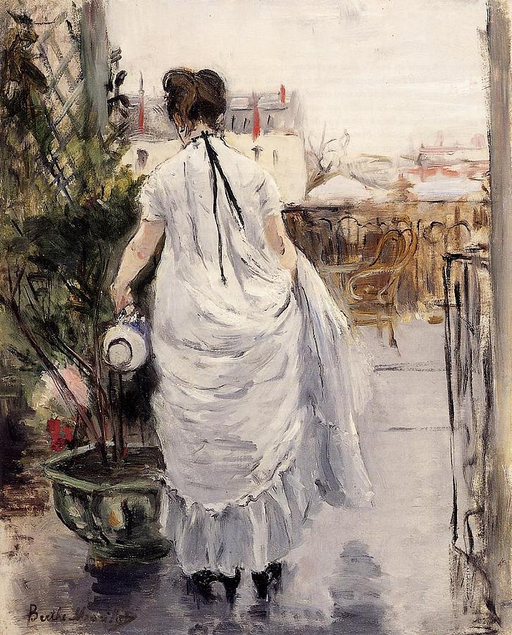 Berthe Morisot Painting - Young Woman Watering a Shrub - 1876 - PC by Berthe Morisot