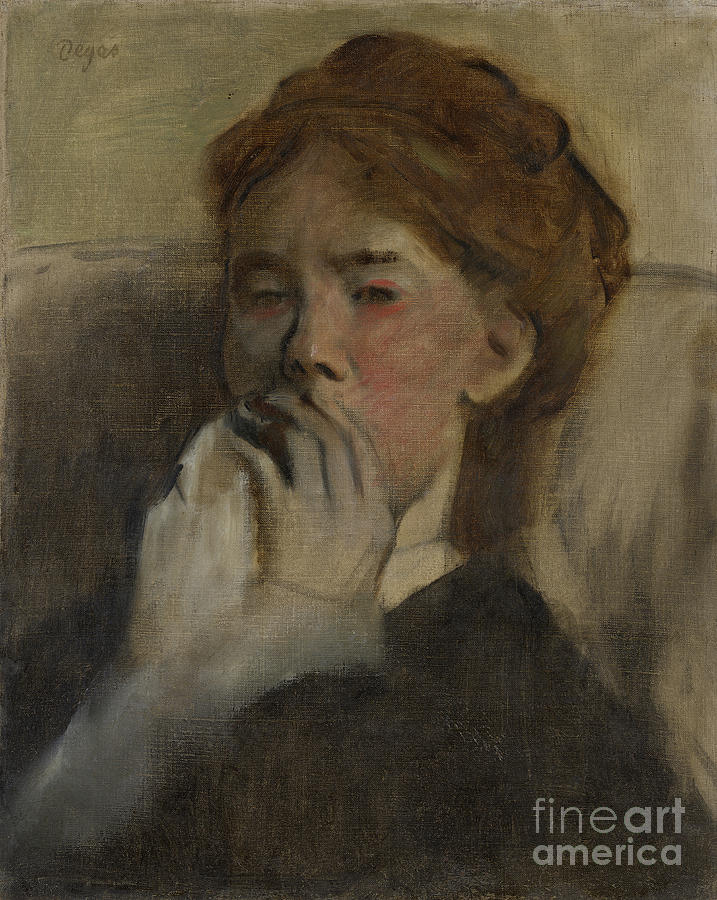 Young Woman With Her Hand Over Her Mouth Drawing by Heritage Images