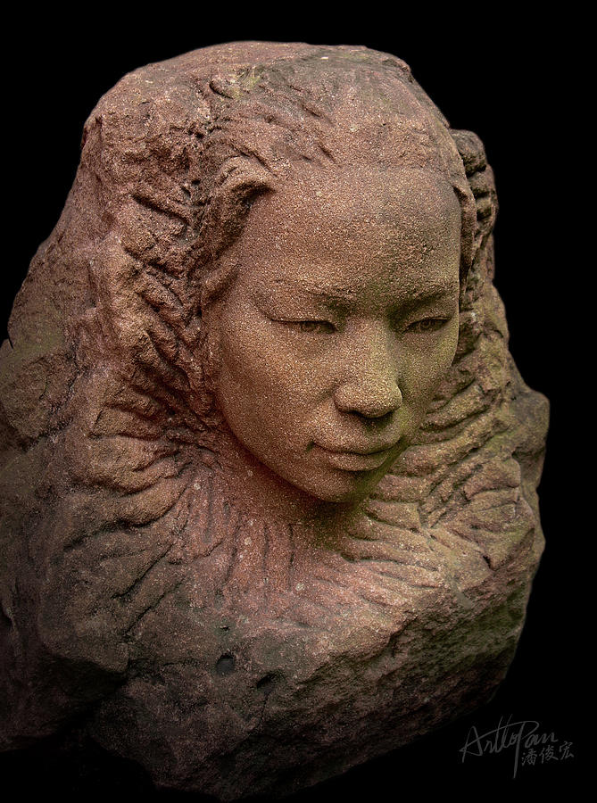 Young women - arttopan realistic stone sculptures - sandstone Sculpture by Artto Pan