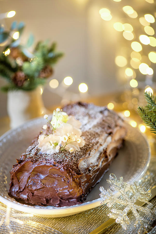 Yule Log With Salted Caramel Butter Photograph by Winfried Heinze