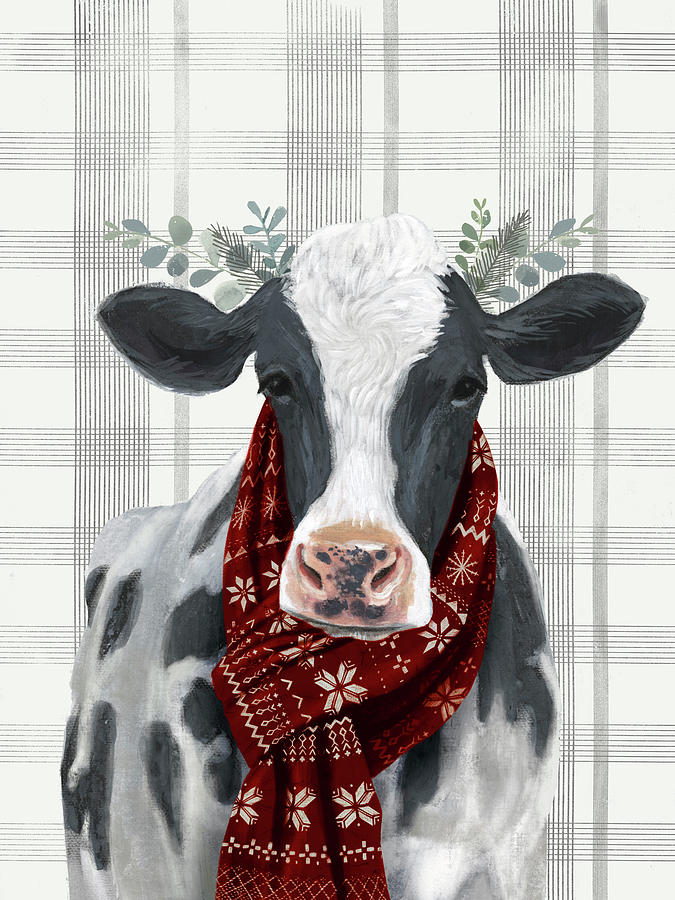 Holiday Painting - Yuletide Cow I by Victoria Borges
