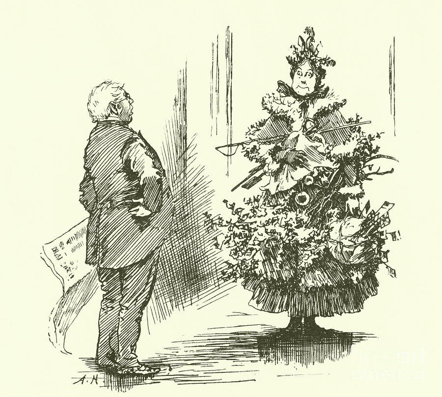 Yuletide Vision, victorian christmas card Drawing by English School
