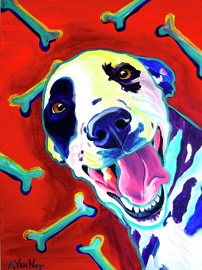 Dog Painting - Yum by Dawgart