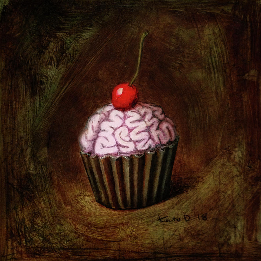 Brains Mixed Media - Yum by Kato D Brains Mixed Media - Yum by Kato D