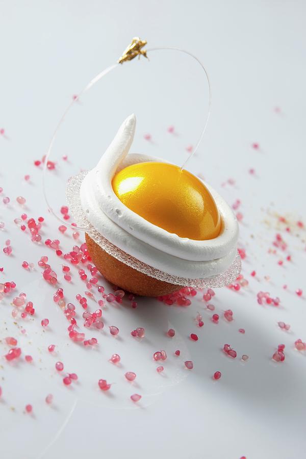 Yuzu Mousse With A Meringue Ring Photograph by Christophe Madamour