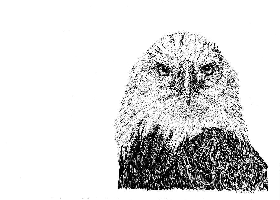 Black And White Mixed Media - Z1 Bald Eagle by Let Your Art Soar