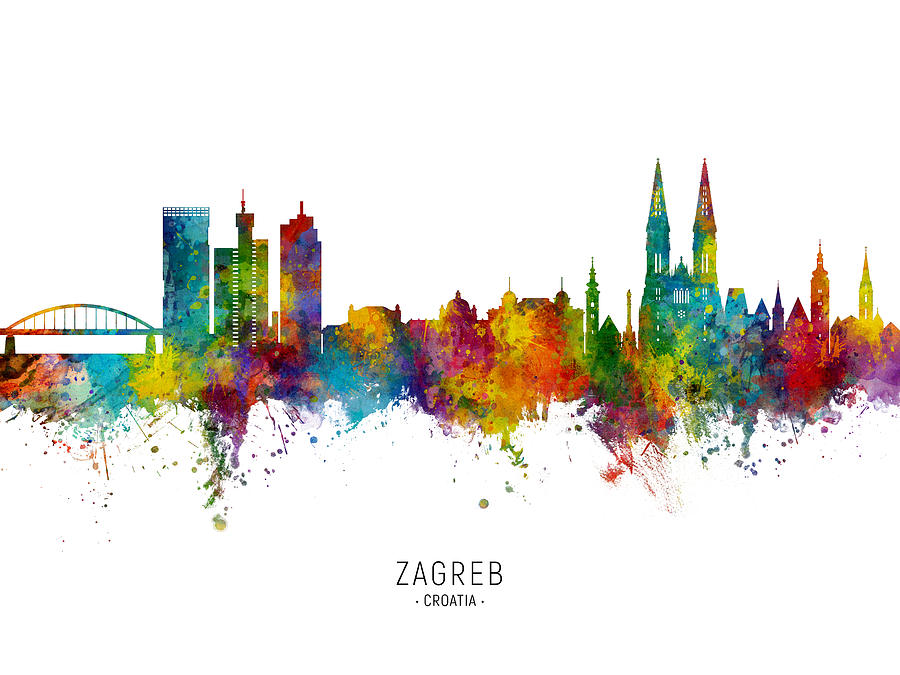 Zagreb Croatia Skyline Digital Art by Michael Tompsett