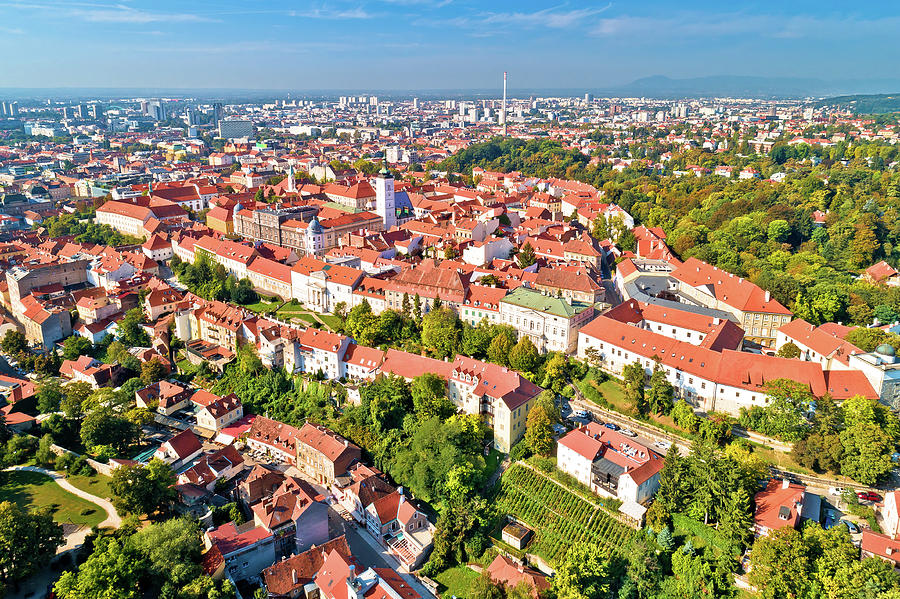 Zagreb historic upper town aerial view Photograph by Brch Photography