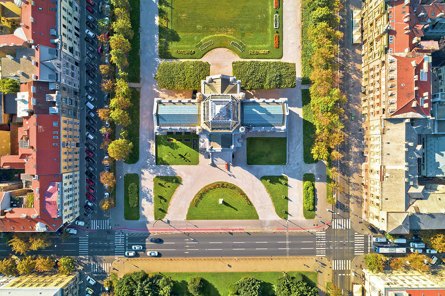 Zagreb King Tomislav square landmarks aerial view Photograph by Brch Photography