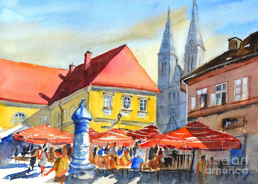 Zagreb near Dolce Market Painting by Betty M M Wong