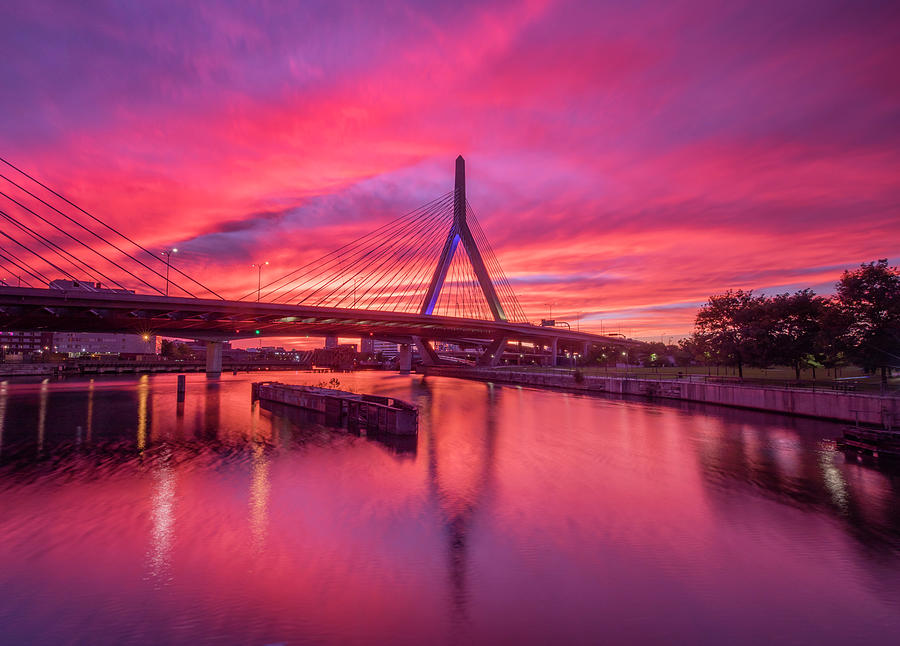 Zakim Bridge Sunset Photograph by Rob Davies