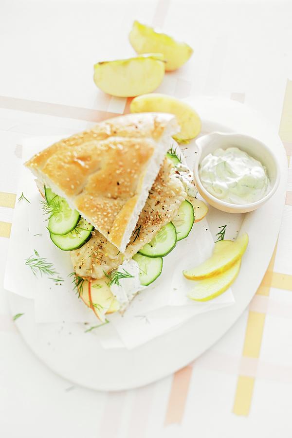 Zander Fillet With Apples And Cucumber In Unleavened Bread Photograph by Grossmann.schuerle Jalag