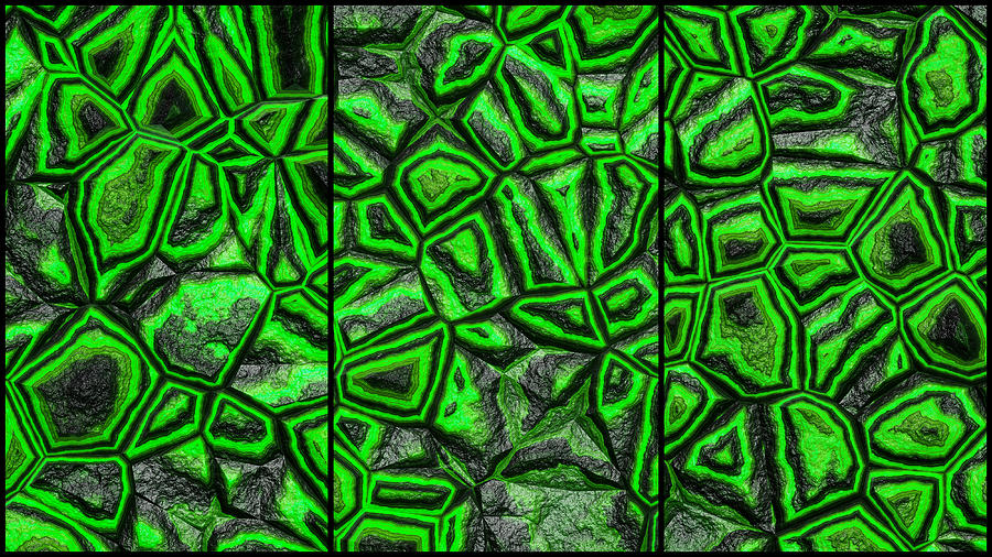 Zany Green Wall Abstract Triptych Digital Art by Don Northup