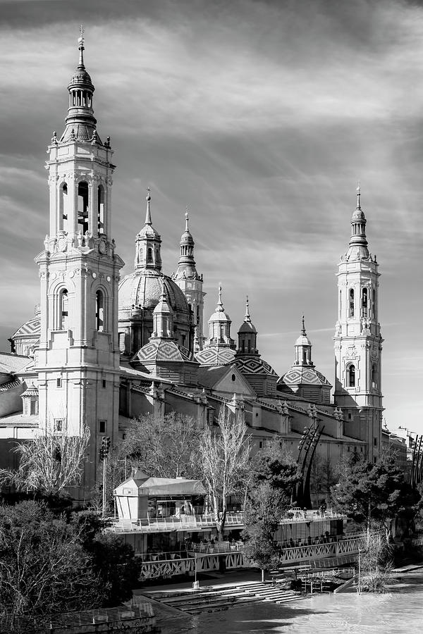 Zaragoza Spain Cathedral BW Photograph by Joan Carroll