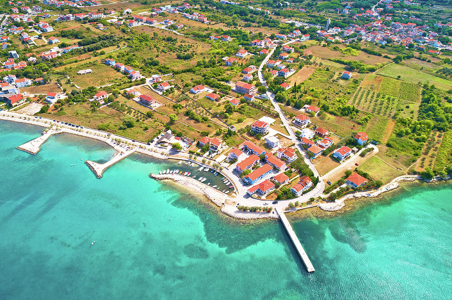 Zaton emerald beach and harbor aerial view Photograph by Brch Photography