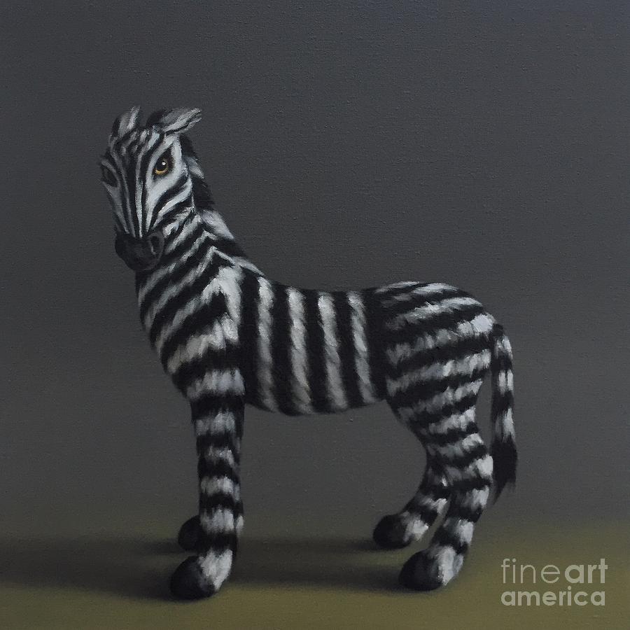 Zebra, After Stubbs, 2018 Painting by Peter Jones