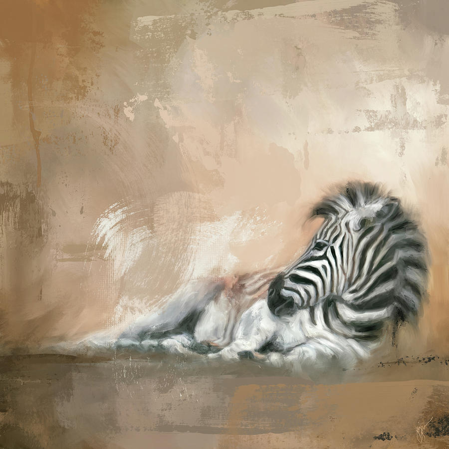 Zebra At Rest Painting by Jai Johnson