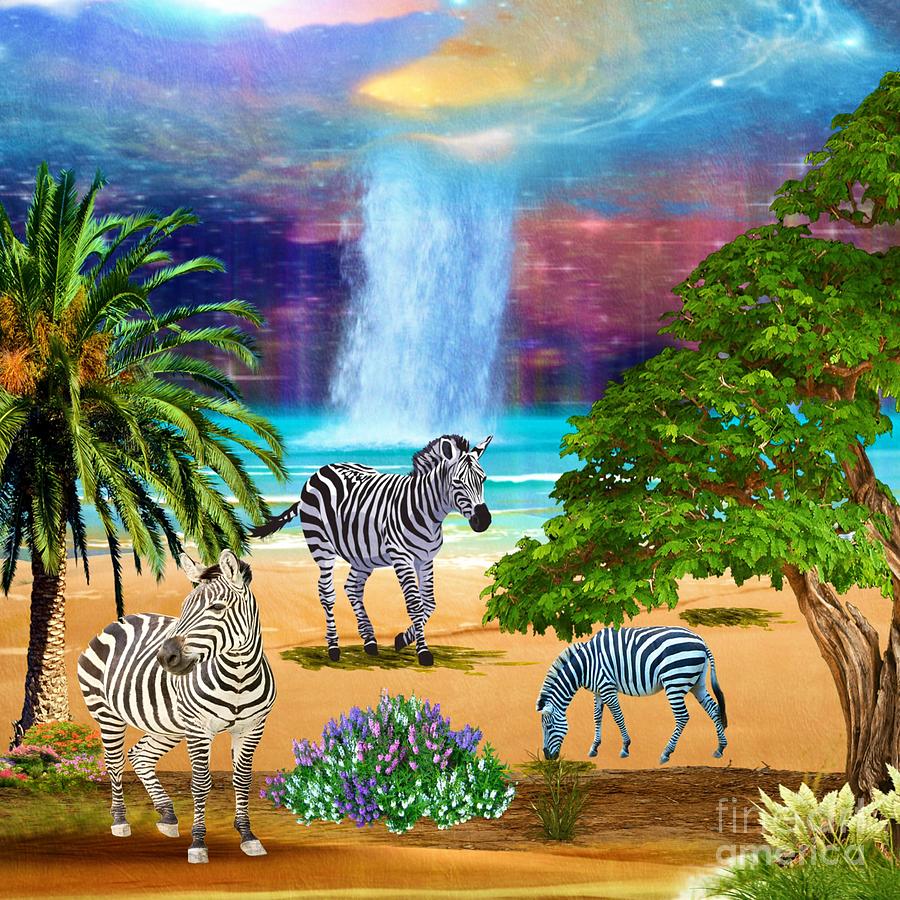 Zebra Beach at Heaven Falls II Digital Art by Gena Livings