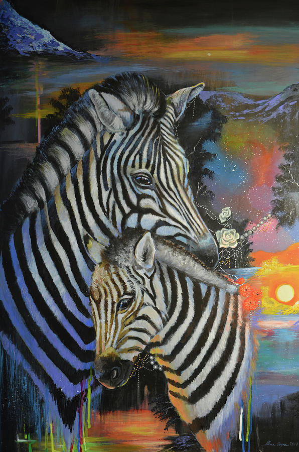 Parenthood Movie Painting - Zebra Dreams by Sue Clyne