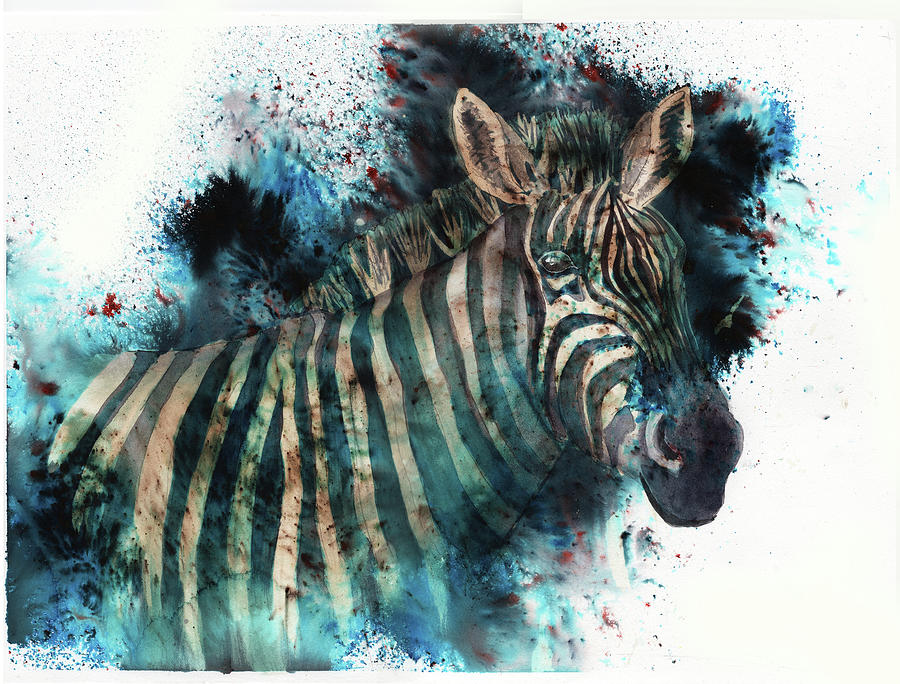 Zebra in the Mist Painting by Jeanette Mahoney