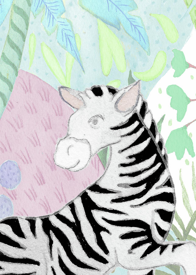 Zebra Mixed Media - Zebra In The Tropics by Elizabeth Medley