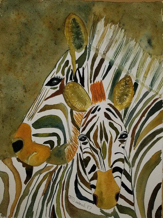 Zebra Jungle Painting by Ann Frederick