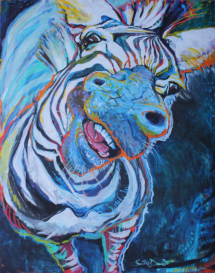 Animal Painting - Zebra Love by Susan Davies
