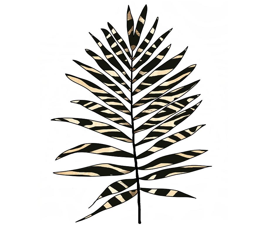 Zebra Pattern Palm Leaf  Drawing by Joan Stratton