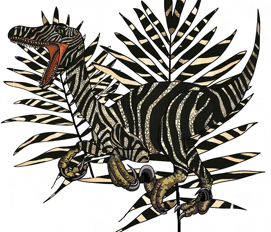 Zebra Raptor in Palms Drawing by Joan Stratton