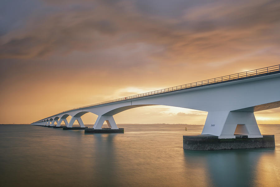 Zeeland bridge at sunrise Photograph by Jenco Van Zalk