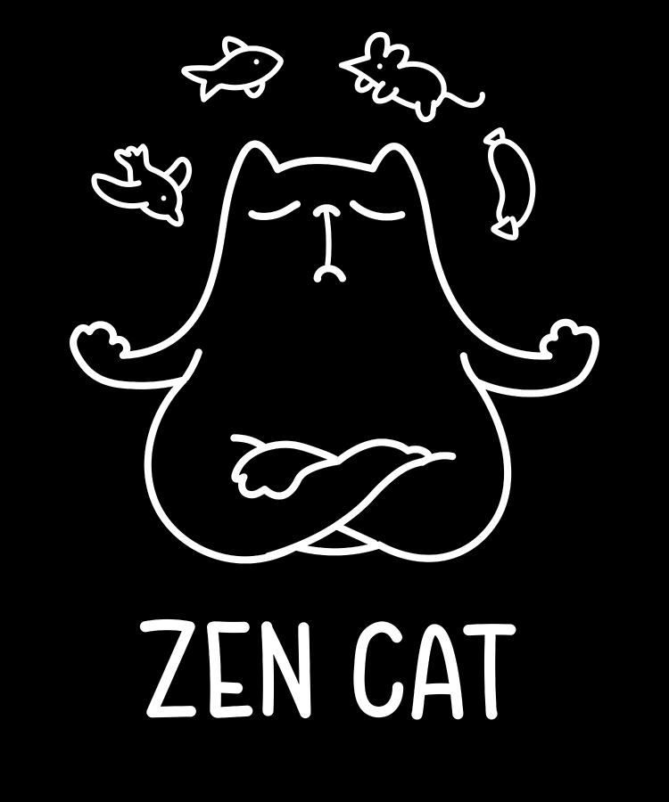 Zen Cat Cute Meditating Yoga Kitten Digital Art by Jonathan Golding