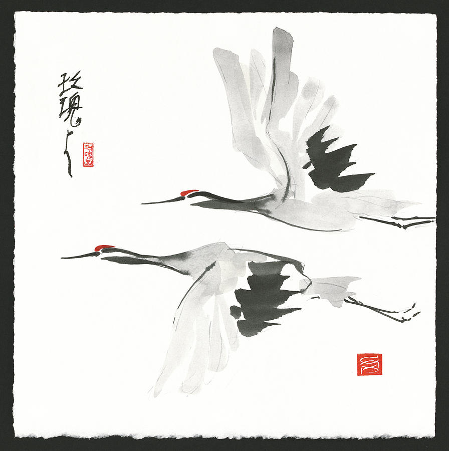 Animal Painting - Zen Crane I by Chris Paschke