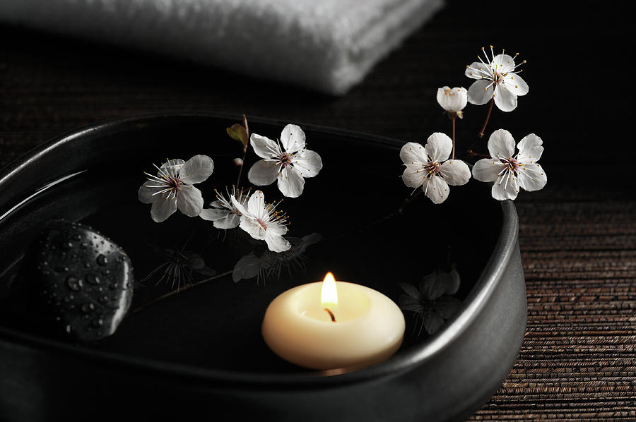 Zen Spa With Floating Candle And Photograph by Nightanddayimages
