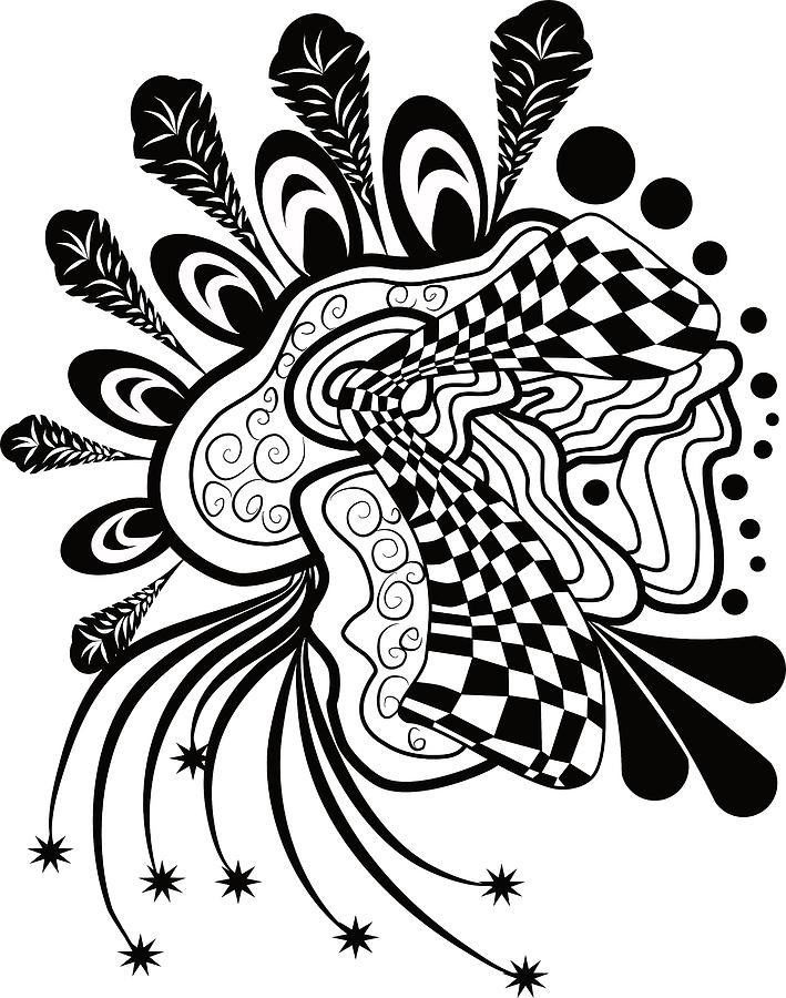 Zendoodle Black and White Drawing by Patricia Piotrak