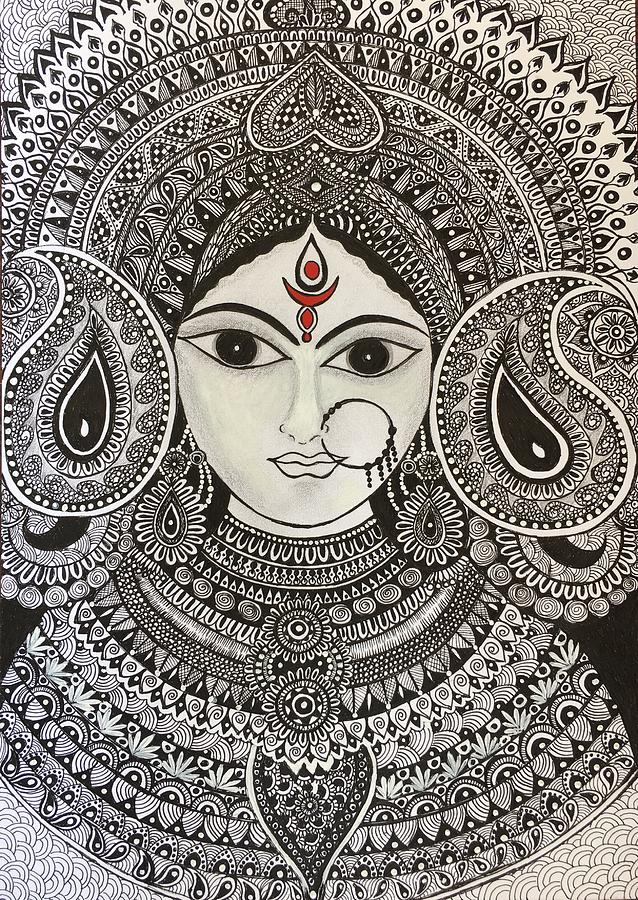 Zentangle Art - Goddess Durga Painting by Sabitha Ramakrishnan - Fine ...