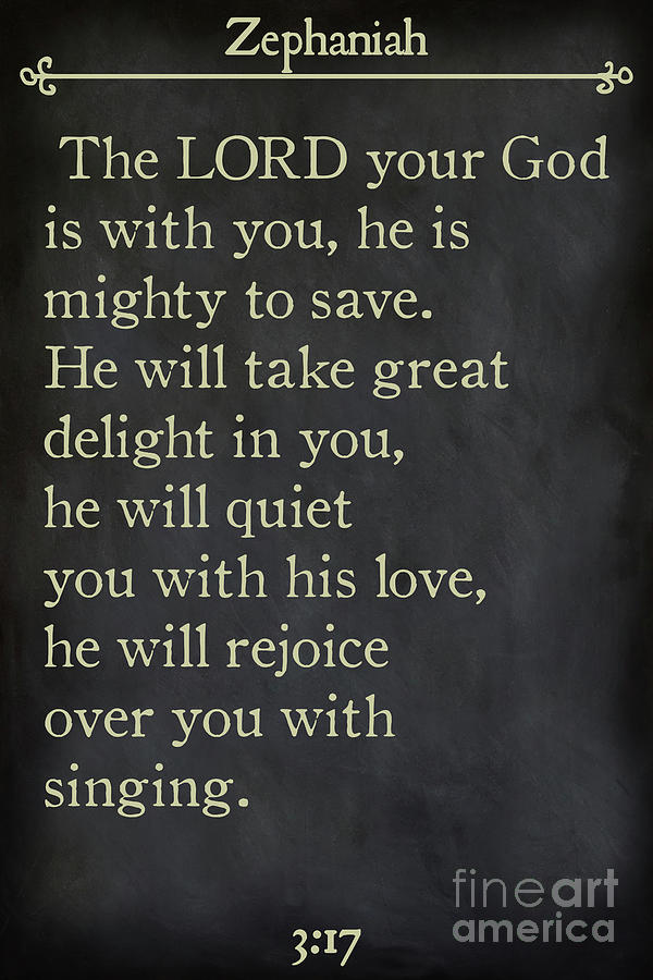 Zephaniah 3 17- Inspirational Quotes Wall Art Collection Painting by Mark Lawrence